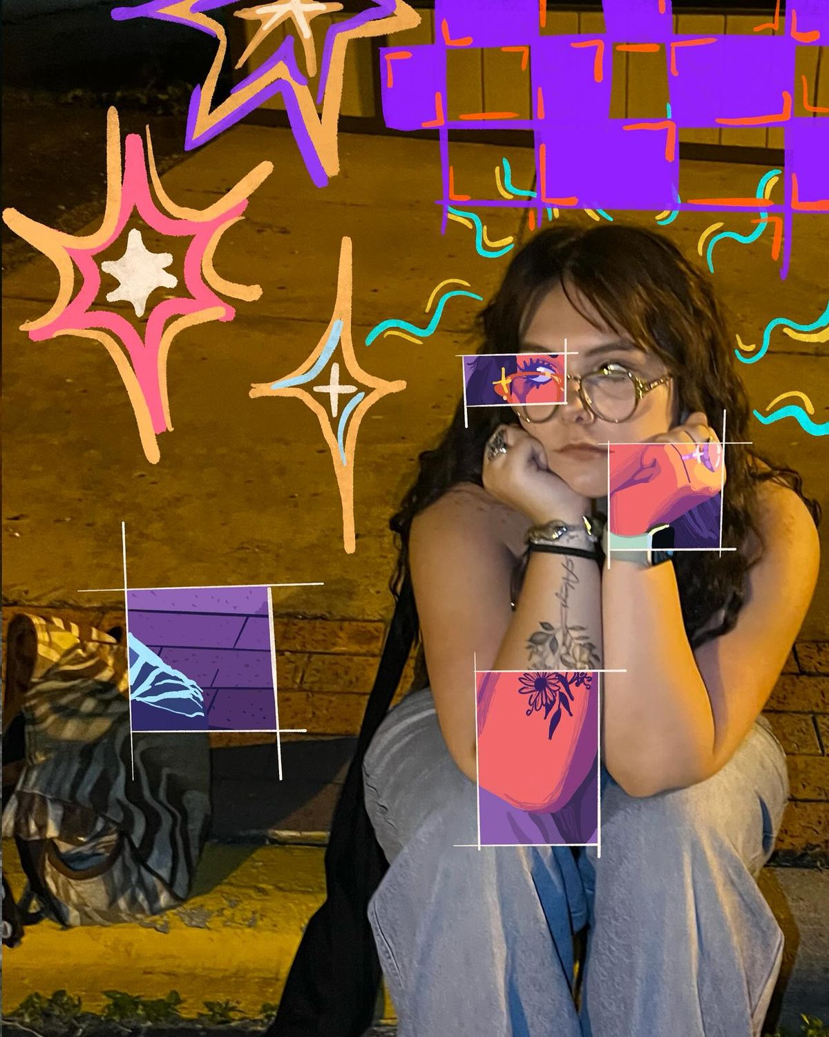 Neon Doodle Collage